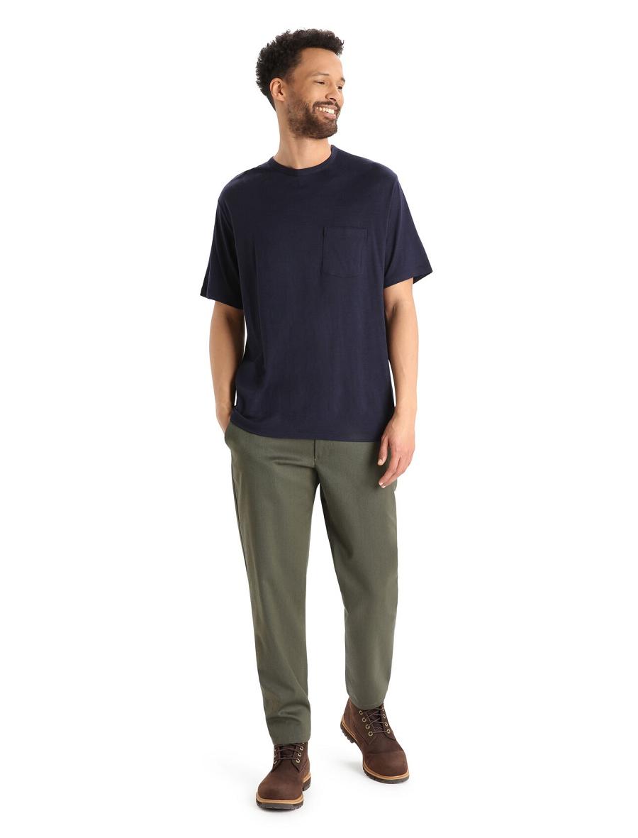 T Shirts Icebreaker Merino Granary Corta Sleeve Pocket Homme Bleu Marine | FR 1156RVDW